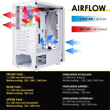 Корпус для ПК Empire Gaming Gamer Crystal ARGB – Білий, середній Tower ATX/Micro ATX/ITX з 3D-дзеркальним ефектом та RGB підсвічуванням