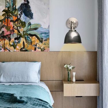 Phansthy 2-Piece Wall Light with Metal Shade Wall Lamp Industrial Design, Interior Vintage Loft Wall Lamp E27 max. 40W for Living Room Bedroom Office Kitchen Hallway (White) (Clear Lacquer)