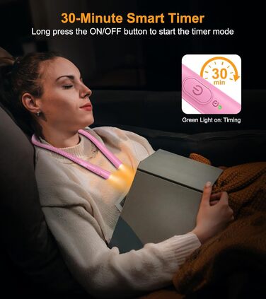 Настільна лампа Gritin для читання, гнучкий регульований світильник з 4 кольорами та 5 рівнями яскравості, регулювання інтенсивності, захист очей, акумулятор 80 годин, ергономічна лампа для читання в ліжку, рукоділля (рожевий)