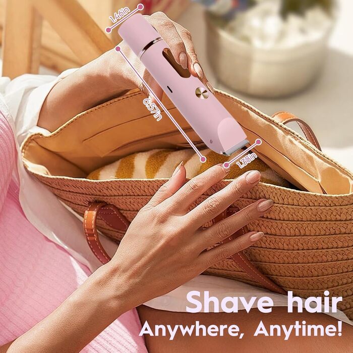 Триммер для жінок, електробритва з двома лезами, для тіла та бікіні, водонепроникний IPX7, рожевий