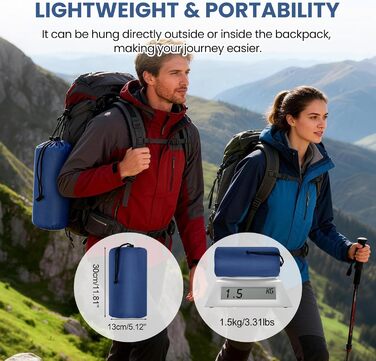 Надувний килимок для кемпінгу LAMA Doppel 200x140x10 см для двох осіб з помпою та подушкою, блакитний