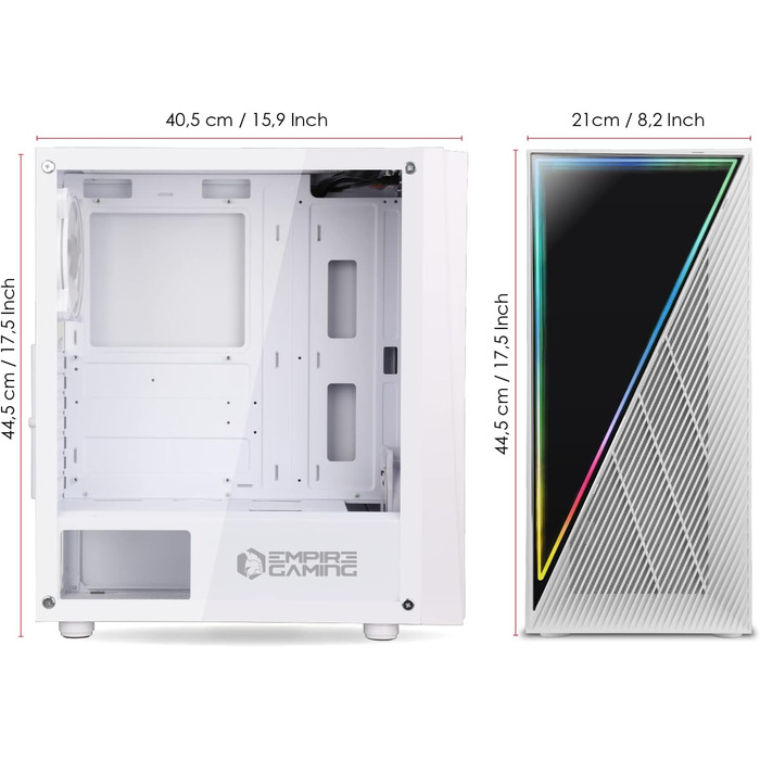 Корпус для ПК Empire Gaming Gamer Crystal ARGB – Білий, середній Tower ATX/Micro ATX/ITX з 3D-дзеркальним ефектом та RGB підсвічуванням