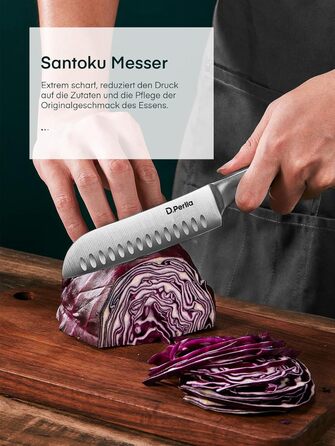 D.Perlla Professional 16-Piece Knife Set with Wooden Block - Extra Sharp & Ergonomic Stainless Steel Kitchen Knives