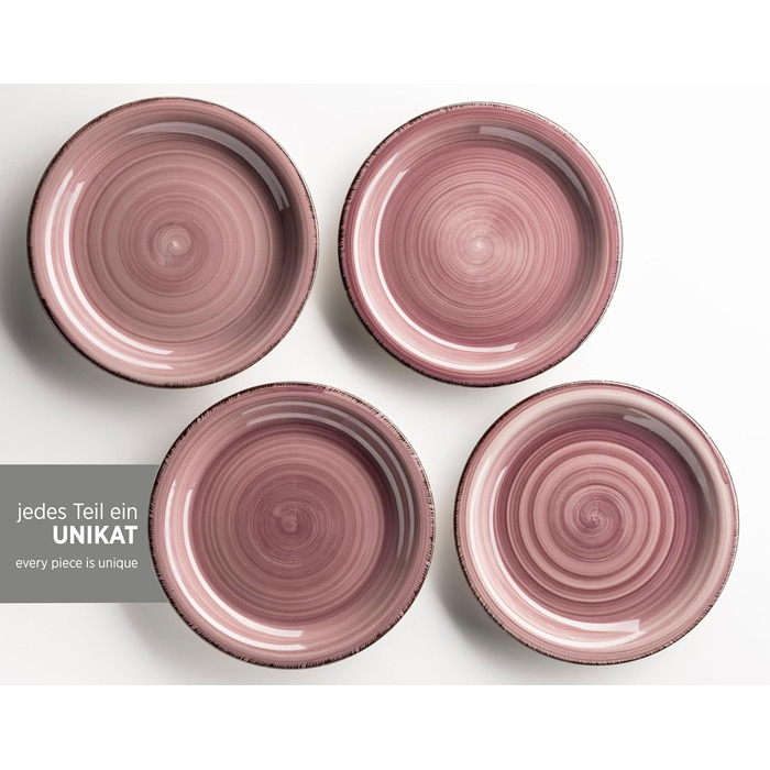 MÄSER Bel Tempo II, 30-piece Vintage Dinnerware Set for 6 People, Hand-Painted Ceramic Combination Service, Stoneware, Berry