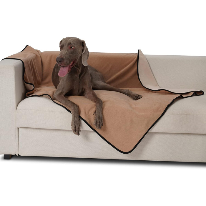 Водонепроникний коврик для собак PETTOM 152x127см, м'який коврик для великих та маленьких собак, захисний коврик для дивану, ліжка, автокрісла, меблів - 30°C, (L, Коричневий верблюда, Large)