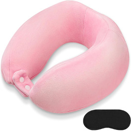 Подушка для шиї у формі U, Memory Foam, для подорожей (рожева)