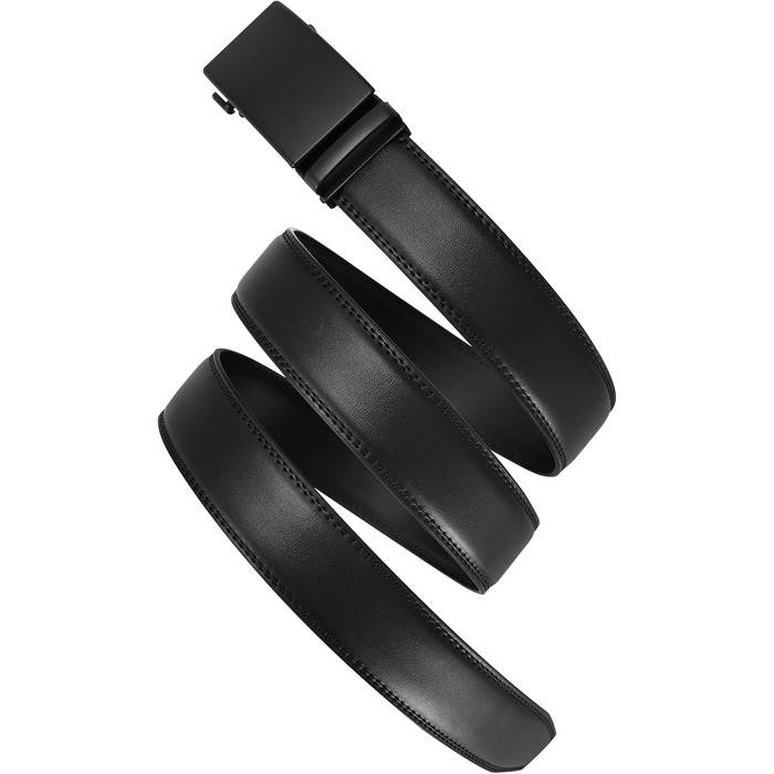 Чоловічий шкіряний ремінь на пряжці, ширина 35 мм, чорний, 125 см, підходить для об'єму талії 92-107 см. Ідеально для костюма, бізнесу та джинсів.