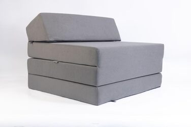 Складаний матрац FORTISLINE 200x70x10 см, 3-секційний, H2, для гостей і кемпінгу, знімний чохол, для дорослих, пінополіуретан, світло-сірий