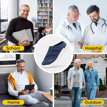 Домашні тапочки FitVille для чоловіків, широкі з клямкою, пантофи для реабілітації, розмір 41 EU, блакитні
