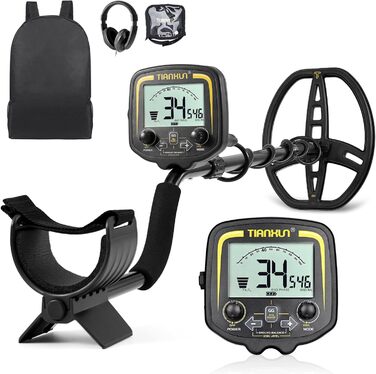 Металдетектор 13''/33см Profi з великою водонепроникною двокотушковою пошуковою котушкою, високою чутливістю та функцією Pinpointer, для пошуку золота, для дорослих з LCD-дисплеєм (Сірий)