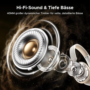 Навушники UGREEN HiTune Max5c Bluetooth Over-Ear з активним шумозаглушенням, Hi-Res Audio, LDAC, 75 годин роботи, Bluetooth 5.4, об'ємний звук, EQ в додатку, Dual Connection (Білий/Чорний)