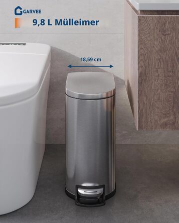 Набір металевих смітників GarveeHome (50л + 10л) з педаллю та кришкою, кухонне відро зі сталі з внутрішнім контейнером, колір нержавіюча сталь
