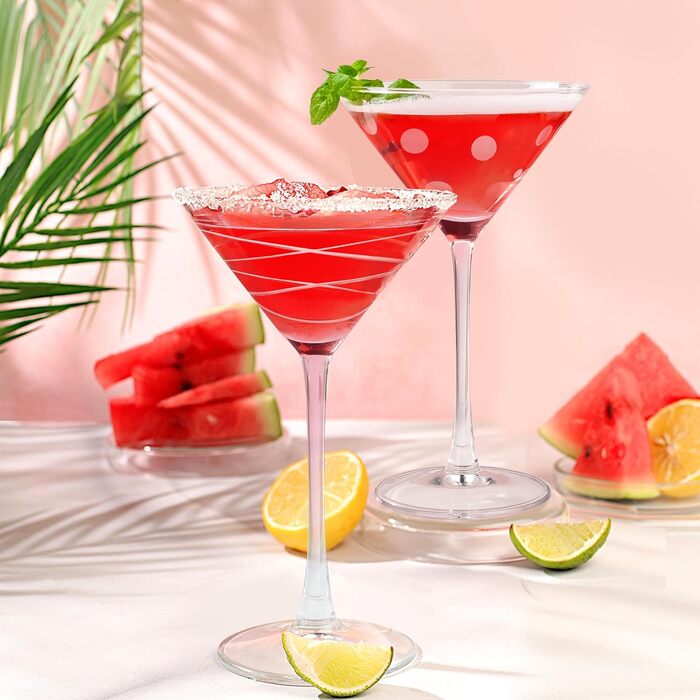 Набір з 4 склянок для мартини Joeyan 250 мл, кришталь, з візерунком Dot, класичні склянки для коньяку, еспресо мартини, космополітен, манхеттен, придатні для миття в посудомийній машині
