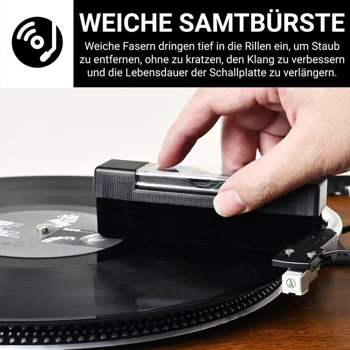 Набір для чищення вінілових платівок 6 шт: щітка з велюру, мікрофібра, антистатична рідина, повітряний обдув, щітка для голки