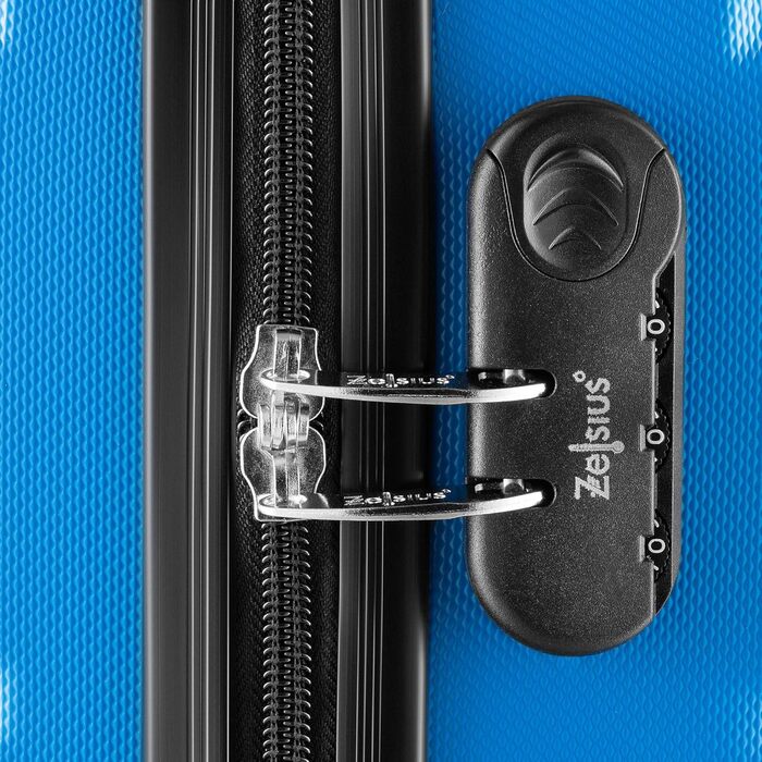 Набір валіз Zelsius 4 шт. з ABS, з кодовим замком, 4 колеса, внутрішній роздільник | Набір валіз з твердим корпусом, великі валізи, набір багажу, ручна валіза (Блакитний, 3 шт.)
