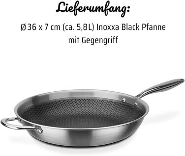Сковорода Bratpfanne Inoxxa Black з антипригарним покриттям ⌀28 см (36 см) – професійна сковорода з медовою структурою