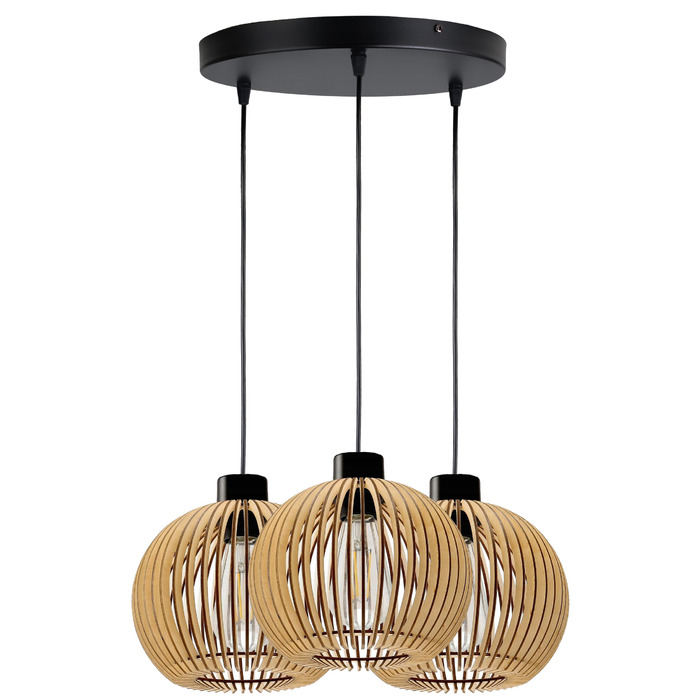 Підвісна LED-лампа ONE Loft: дерево, 3 точки освітлення, цоколь E27
