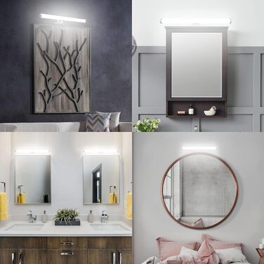 Azhien LED Mirror Light Bathroom 10W 820LM Neutral White 4000K, Slim 14mm Width 3in1 Mounting IP44 230V Wall Light Mirror Lamp 600mm, Flicker-Free Bathroom Cabinet Mirror Lights (40cm)