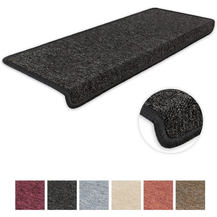 Сходинкові килимки Metzker Monza, антрацит, 15 шт. - захист сходів, килимки для сходів