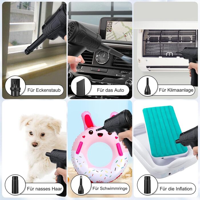 Електричний пилосос для повітря Faburo: 3 швидкості, 51000 об/хв, LED-підсвічування, USB-зарядка, для авто, дивана, офісу