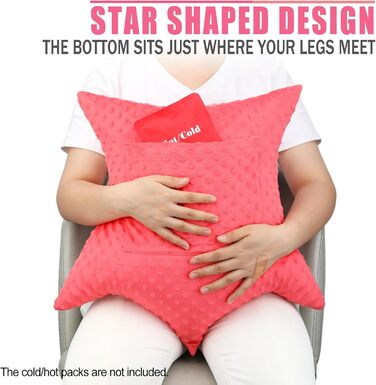 Star-shaped Hysterectomy Pillow for Abdominal Surgery with 2 Pockets, Hysterectomy Pillow Must-Have Recovery Gift Post-operative Tummy Tuck Abdominal Pillow Minky Dot Red