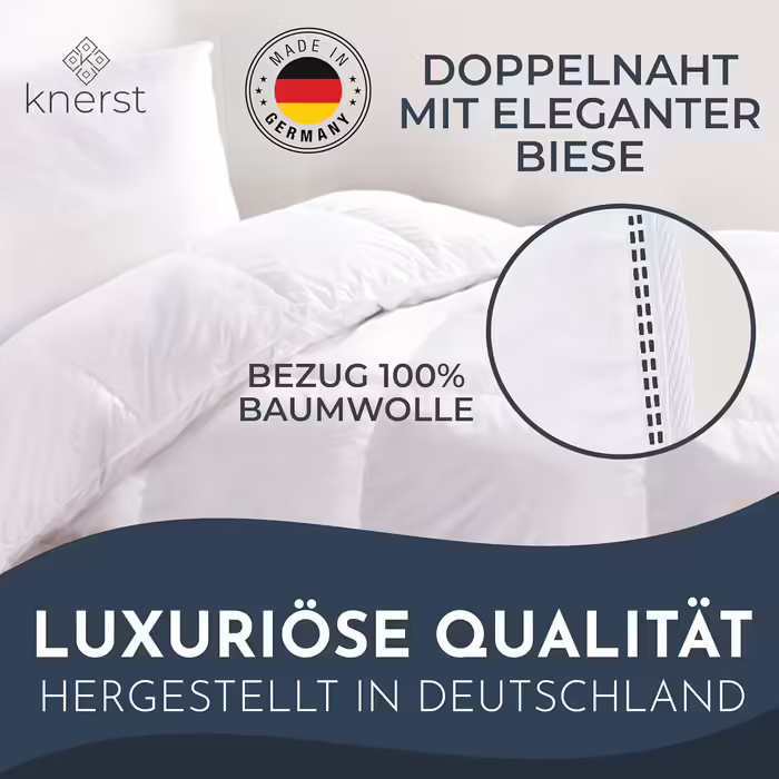 KNERST Summer Quilt 155x220 cm Made in Germany - Summer Down Quilt 155x220 - soft Bedspread 155x220 - Summer Bedspread with Ökotex & Downpass Certification - Down Bedspread with Down & Feathers