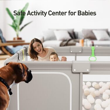 ZEEBABA Baby Playpen, Playpen for Babies (59 x 59 x 27 inches), Kids Safe Play Center for Babies and Toddlers, Extra Large Playpen, Baby Playpen Fence Gives Mommy a Break (150cm)