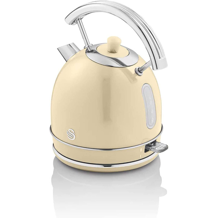 Swan Retro Electric Kettle - 1.8L, Vintage Design, Automatic Shut-Off, Cordless, BPA-Free Stainless Steel, 3000W, Cream