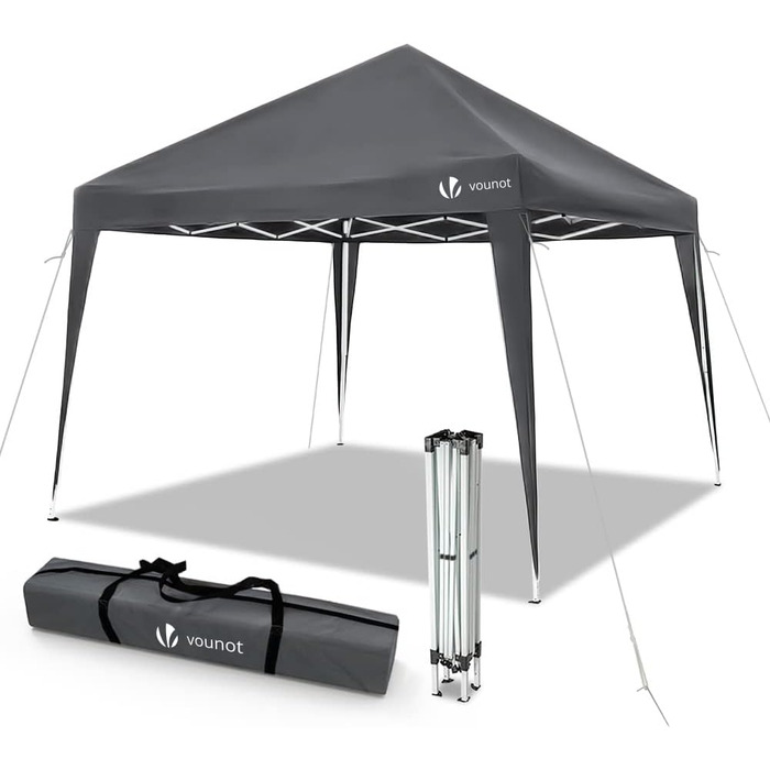 VOUNOT® Folding Gazebo 3x3m, with 4 Sandbags, Pop-Up Gazebo, UV Protection 50+, Grey
