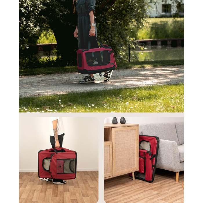 Транспортна переноска для собак та котів Lionto, складана, 60x42x44 см, з ручками та ковдрою, до 12 кг