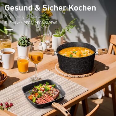 Набір посуду Kitchen Academy для індукційних плит, гранітне покриття, 30 предметів, чорний