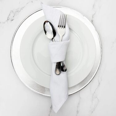 Perlli Kitchen Cloth Napkins, 12 Pieces, 45.7x45.7 cm, Cotton Blend Fabric, Soft Fabric with Hemmed Edges, White Dinner Napkins, Washable, Reusable, Table Decoration, White