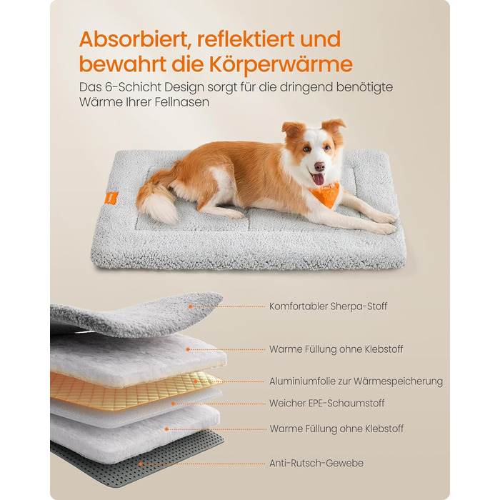 Підстилка для собак та котів Feandrea, 60 x 45 см, сіра, машинне прання, антиковзаюча