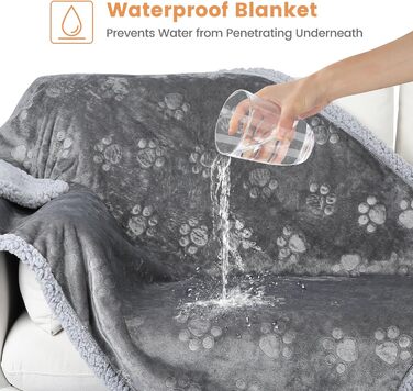 Водонепроникний коврик для собак PETTOM, 145 x 127 см, фліс Sherpa, захист дивану, миється, двосторонній, сірий колір