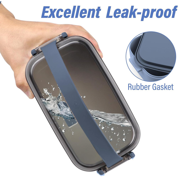 Ланчбокс Brotdose з 3 ярусами, 2200 мл, Bento Box з посудом, роздільники, BPA Free, для мікрохвильової печі, бежевий, 19.5 x 11.2 x 15 см, PP матеріал