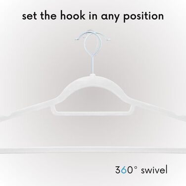 Вішалки для одягу OGIVO - набір 20 шт. з антиковзаючим покриттям, обертаються на 360°, з вирізами для плечей - для сорочок, блузок, краваток