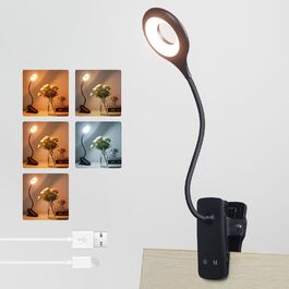 Нічник Akynite 3W на прищіпці, LED лампа для ліжка з акумулятором, USB-C зарядка, 5 кольорів, диммер, 28 LED, чорний