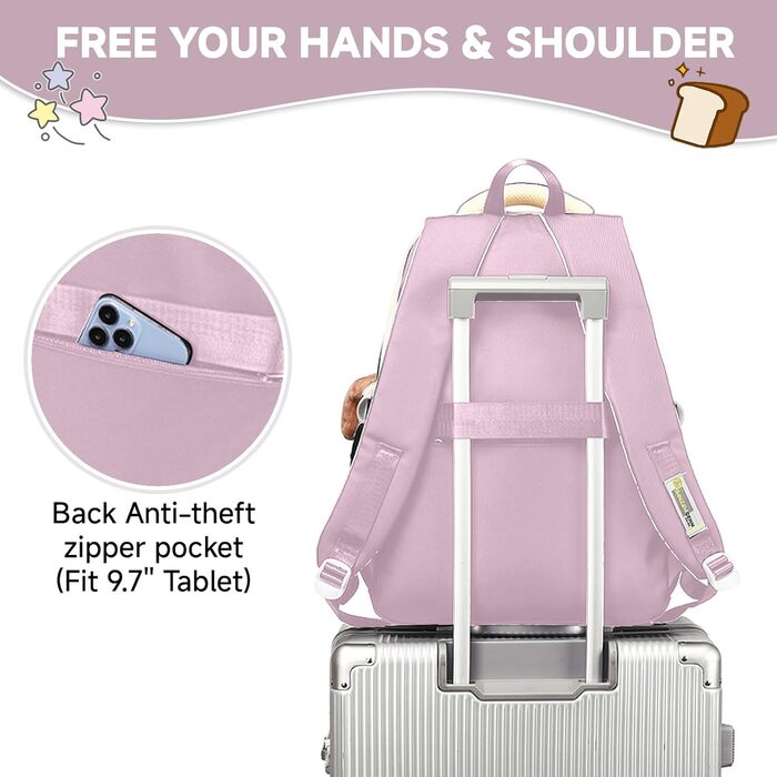 Шкільний рюкзак IvyH для дівчаток, водонепроникний, для 5-9 класів, з нейлону, велика місткість, зелено-фіолетовий