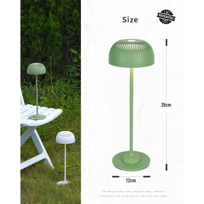 Світлодіодна настільна лампа бездротова LED для вулиці та дому, димована, з акумулятором 5200mAh, IP54, чорна (2 шт)