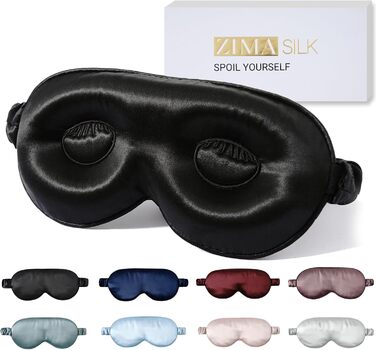 Маска для сну ZIMASILK з регулюванням, 22 momme, 100% чиста шовкова маска для сну, 3D-форма, чорна