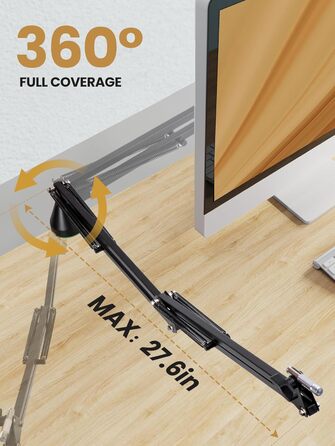 SUNMON Тримач для мікрофону HyperX QuadCast та інших - регульований кріплення для мікрофону з кабелеутримувачем, адаптер 3/8' - 5/8' для Blue Yeti, Fifine, Seiren