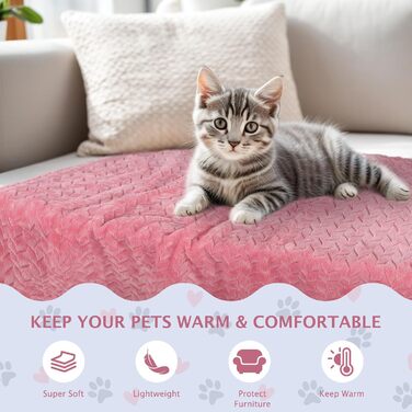 6 шт. м'які ковдри для собак та котів BVAGSS, 60x40 см, фліс, фланель, рожевий колір