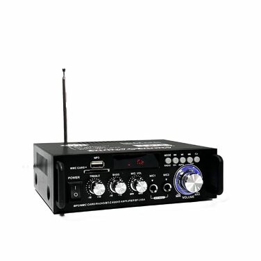 600Вт міні підсилювач цифровий Bluetooth стерео для дому та авто, USB, SD, FM, мікрофон, HiFi, 12В/220В, 2-канальний, LCD, BT298A