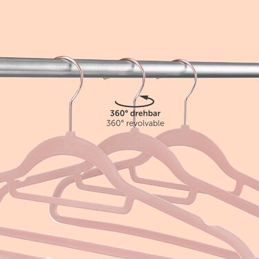 Blumtal Clothes Hangers, 50 Pieces - Velvet Clothes Hangers, 360° Swivel and Load-Bearing - Space-Saving and Non-Slip Clothes Hangers - Pink Velvet Clothes Hangers - Velvet Hangers - Pink Velvet Clothes Hangers