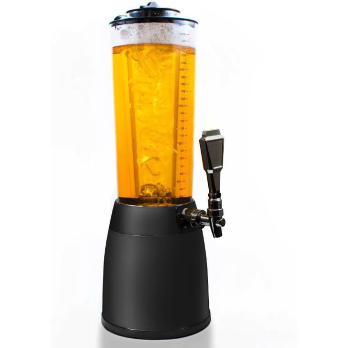 4.0L Beer Tower Draft Tower Kult Beer Tower Drinking Tower Beverage Dispenser Beverage Tower with 1.3L Ice Cooling (1x Beer Tower Black)