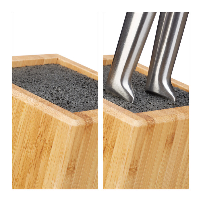Relaxdays Bamboo Knife Block with Bristles