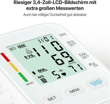 Тонометр на плече Oryzom з визначенням аритмії, 240 місць пам'яті та голосовим виводом – переможець тесту 2025 року, білий