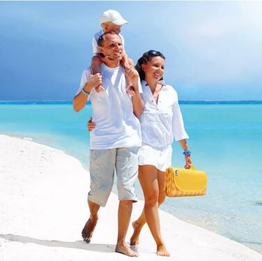 Великий пляжний рушник RUIBOLU для пікніка на 2-4 особи, водонепроникний, швидковисихаючий, для подорожей, кемпінгу, пляжу, парку (темно-синій в клітинку)