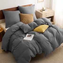Комплект постільної білизни BEDSURE 135x200 4-х частинний антрацитовий: 2 наволочки 135x200 см + 2 наволочки 80x80 см, мікрофібра, поліестер, з блискавкою, сертифікат ÖKO-TEX