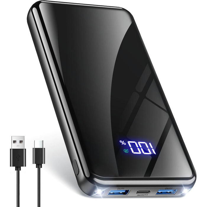 Портативний акумулятор Power Bank 26800mAh з LED дисплеєм, швидкою зарядкою 22.5W USB-C PD3.0 & QC4.0, чорний. Сумісний з iPhone 16 Pro Max, Galaxy S25 Edge/S24, планшетами
